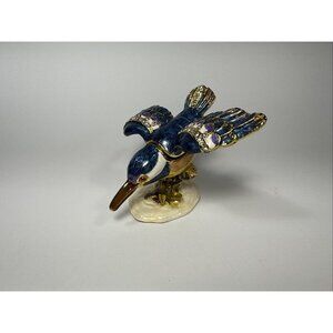 Treasured Trinkets - Kingfisher Bird Trinket Box Enamel Ring Gift Box